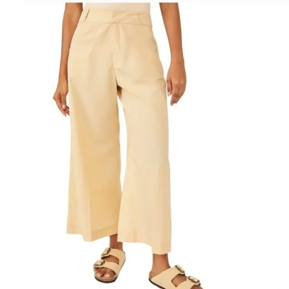 Free People Menorca Cropped Solid Poplin Pants
